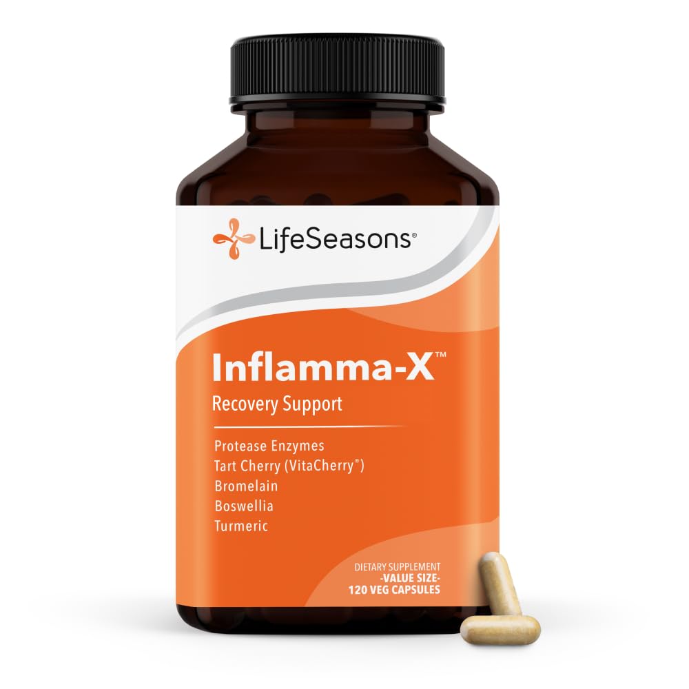 LifeSeasons Inflamma-X Joint & Tissue Support Supplement – Supports Muscle Comfort, Recovery & Flexibility – Herbal Formula with Turmeric, Bromlein, Boswellia & Protease Enzymes – 60 Capsules
