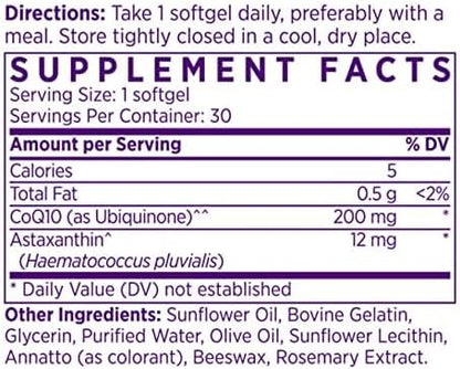NAOMI Extra Strength Astaxanthin 12mg + CoQ10 200mg - Supports Heart Health, Cellular Energy & Antioxidant Defense - Patented Zanthin® & Kaneka® Q10, Fat-Soluble Softgel, 30-Day Supply