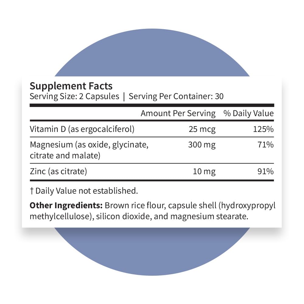 Pattern Wellness Magnesium Complex Supplement – 60 Vegan Capsules | Supports Muscle, Bone & Relaxation Health – with Zinc & Vitamin D – Daily Support Formula