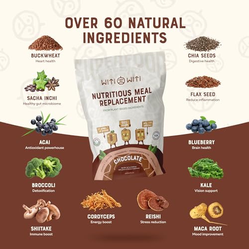 WitiWiti Vegan Meal Replacement, Chocolate - Plant Based Protein Powder 23g