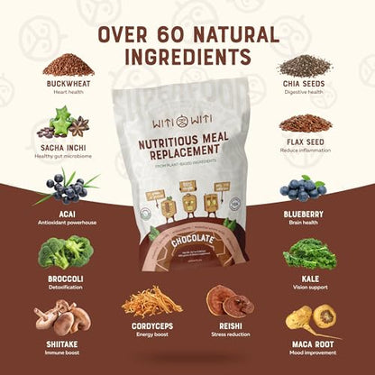 WitiWiti Vegan Meal Replacement, Chocolate - Plant Based Protein Powder 23g