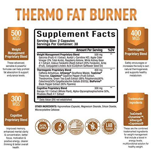 Premium Thermogenic Diet Pills - Weight Management Support, Clean Energy, Enhanced Focus