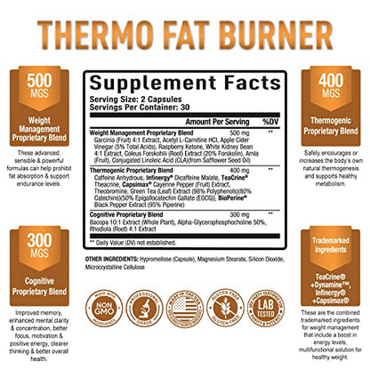 Premium Thermogenic Diet Pills - Weight Management Support, Clean Energy, Enhanced Focus
