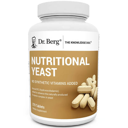 Dr. Berg Nutritionals Yeast Tablets – Natural B12 Added - All 8 B Vitamin Complex – Organic Vanilla Flavor - 270 Vegan Tablets Dietary Supplements