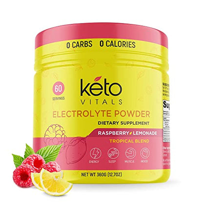 Keto Vitals Electrolytes Powder - Sugar Free Keto Electrolytes Powder with Potassium