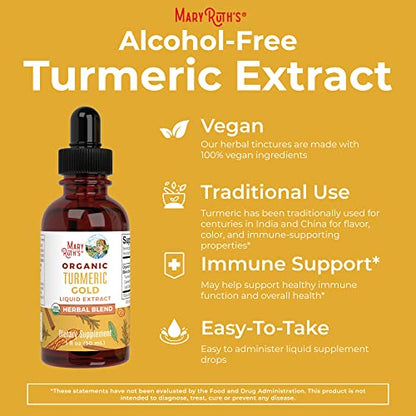 MaryRuth Organics Turmeric Gold Liquid Drops, USDA Organic, Herbal Blend Liquid Drops