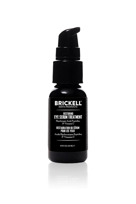 Brickell Men's Dark Circle Under Eye Treatment Serum For Men, Eye Gel to Firm Wrinkles, Reduce Dark Bags, and Promote Youthful Skin, With Hyaluonic Acid, Peptides, and Vitamin C, 0.65oz, Unscented