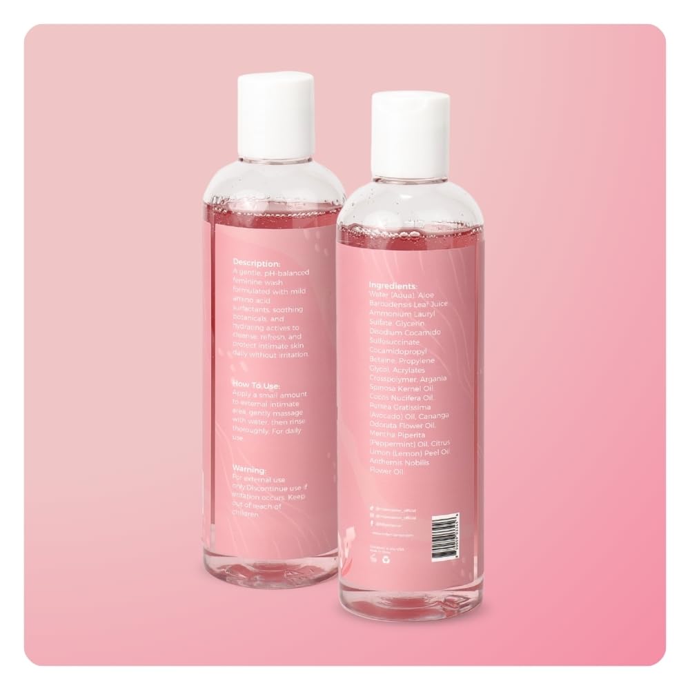 Mila Miamor Feminine Wash | pH Balanced Intimate Cleanser with Aloe, Argan and Coconut Oils | Gentle Daily Hygiene Wash | Freshness and Odor Control | Paraben Free Soap Free | 8.45 fl oz