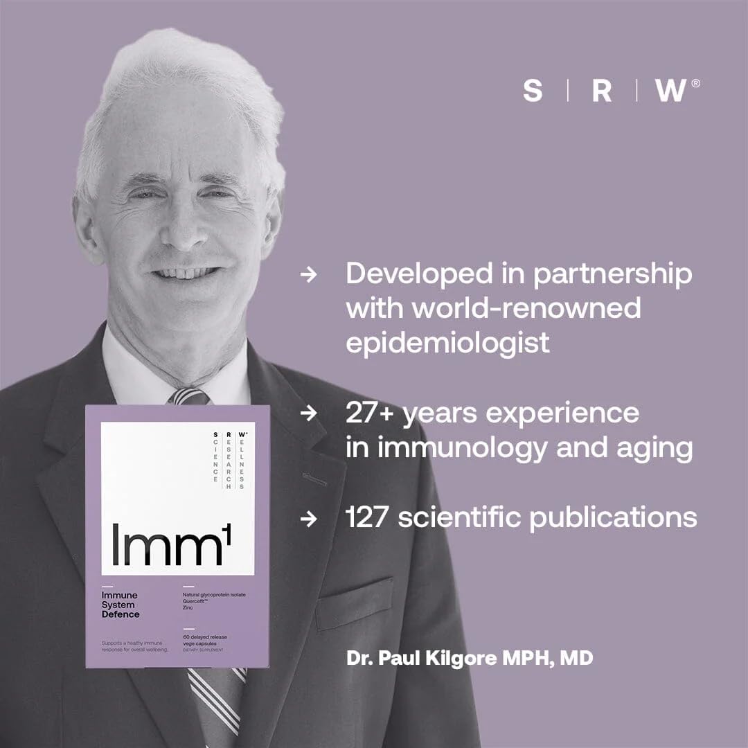 SRW Imm¹ Defence | Supports Immune System Health | 60 Vege Capsules | Supplement for Immune Response | Contains Natural Glycoprotein Isolate (Muno-IgY™) and Quercetin