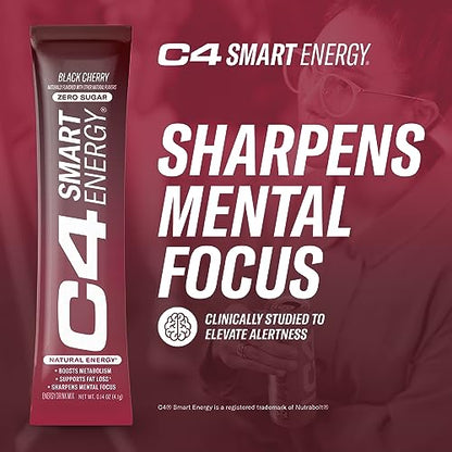 C4 Smart Energy Powder Stick Packs - Sugar Free Performance Fuel & Nootropic Brain