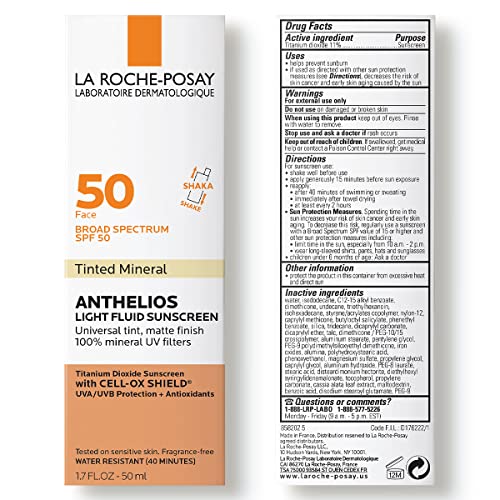 La Roche-Posay Anthelios Tinted Sunscreen SPF 50, Ultra-Light Fluid Broad Spectrum