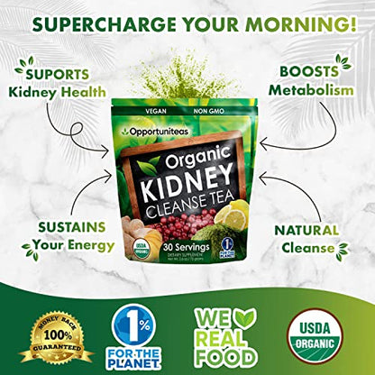 Opportuniteas Organic Kidney Detox Tea- Matcha Green Tea, Cranberry, Lemon & Ginger