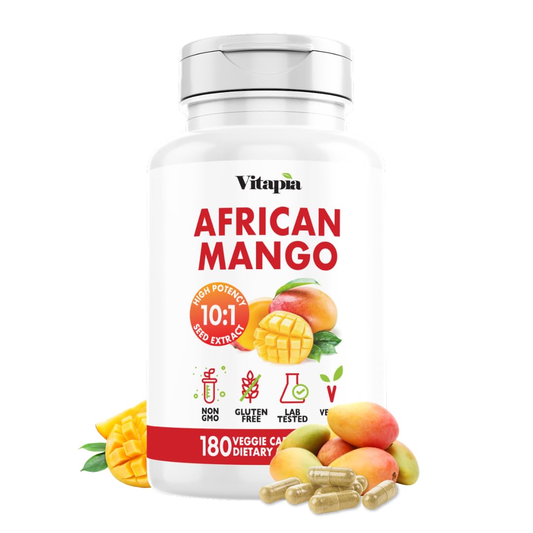 African Mango Capsules for Immune System, Metabolism, and Nutritional Wellness Support - Pure 10:1 Irvingia Gabonensis Extract - 180 Veggie Capsules Non-GMO, Gluten-Free, Vegan-Friendly