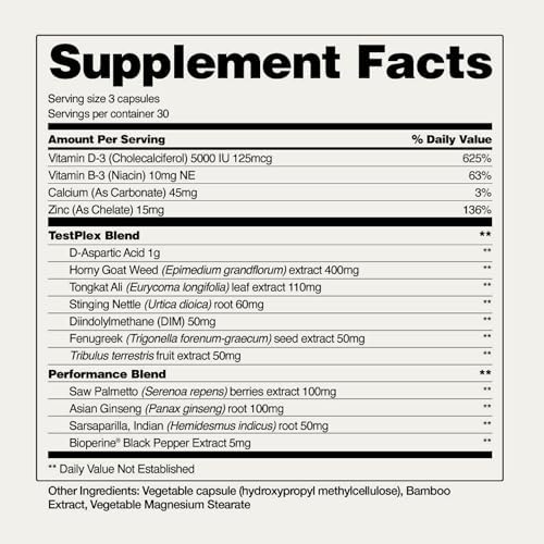 Snap Supplements Nitric Oxide Booster + Testo Booster Supplement Bundle for Men, 90 Vegetarian Capsules Each