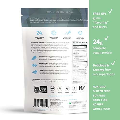 Sprout Living, Epic Protein, Plant Based Protein & Superfoods Powder, Real Sport