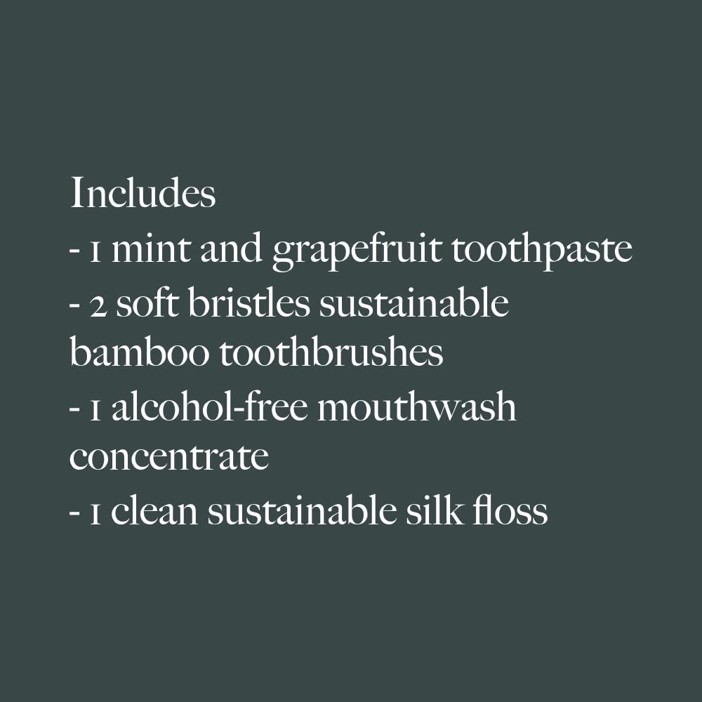 Nudge Oral Care Kit – Complete Set with Mint Toothpaste, Bamboo Toothbrushes, Mouthwash Concentrate, Silk Floss & Reusable Bag