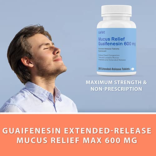 Curist Guaifenesin 600 mg Extended Release Tablets (300 Dye-Free Tablets) - Expectorant