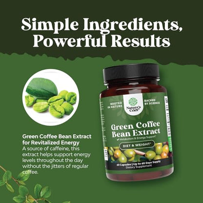 Pure Green Coffee Bean Extract - 800 mg Green Coffee Extract Caffeine Energy Pills