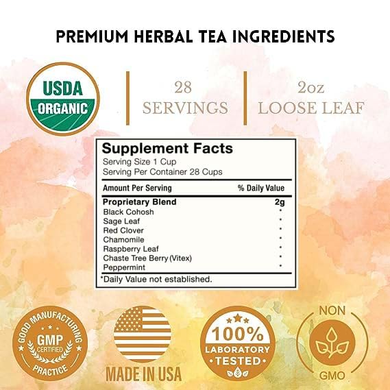 Menopause Tea for Cooling, Hormonal Balance, Relief from Hot Flashes, Night Sweats