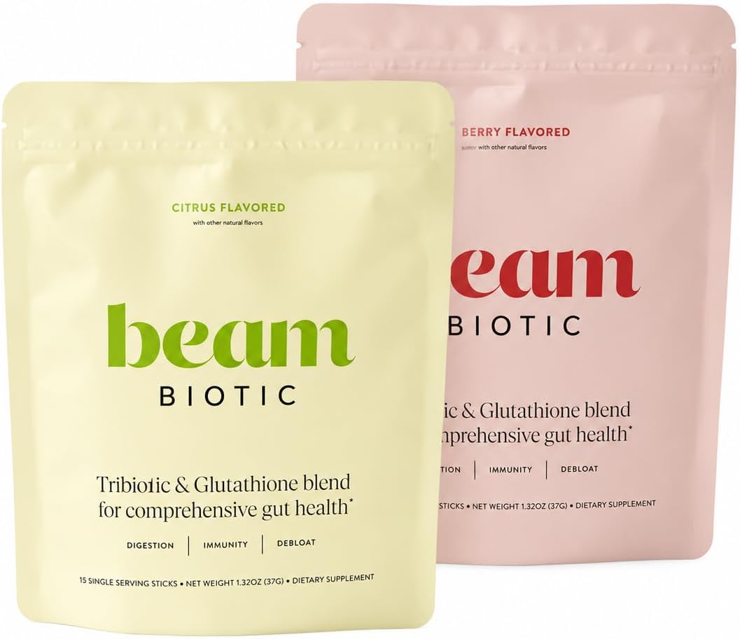 BEAM Biotic Bundle, Probiotics for Women – Gut Health & Digestive Health Powder with Pre, Pro & Postbiotics + Glutathione, Daily Probiotic Drink for Bloating Relief & Gut Balance
