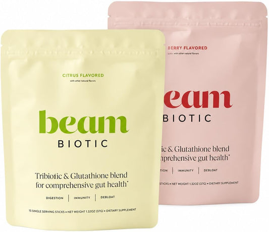 BEAM Biotic Bundle, Probiotics for Women – Gut Health & Digestive Health Powder with Pre, Pro & Postbiotics + Glutathione, Daily Probiotic Drink for Bloating Relief & Gut Balance