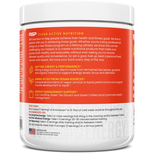 RSP Nutrition Mango Aminolean Amino Acid Supplement Powder, 8.29 OZ