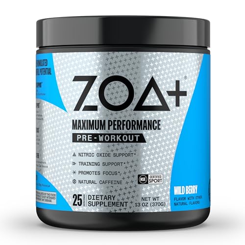 ZOA+ Pre-Workout Powder & Shaker Bottle Bundle, Wild Berry