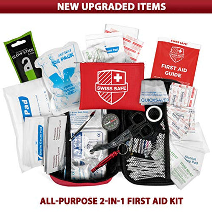 Swiss Safe 2-in-1 First Aid Kit (120 Piece) + Bonus 32-Piece Mini Kit