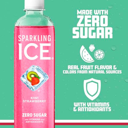Sparkling Ice, Kiwi Strawberry Sparkling Water, Zero Sugar Flavored Water, with Antioxidant