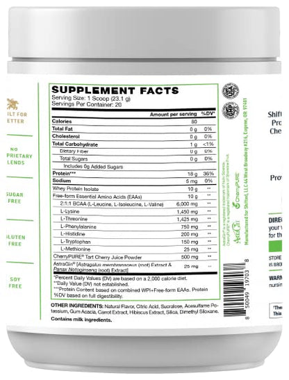 SHIFTED Whey Protein Isolate Protein Powder Post Workout Recovery Drink Mix