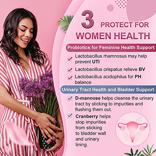 Probiotics-for-Women, Probiotics and Prebiotics, Cranberry and D-Mannose, 50-Billion