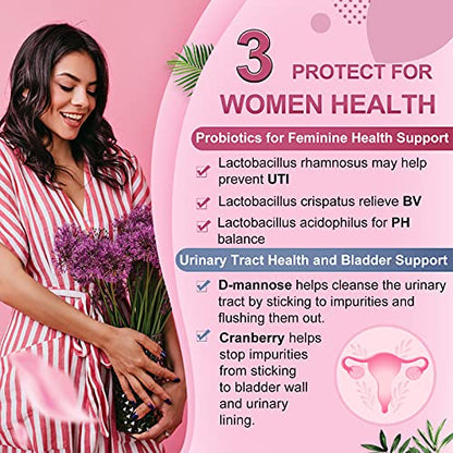 Probiotics-for-Women, Probiotics and Prebiotics, Cranberry and D-Mannose, 50-Billion