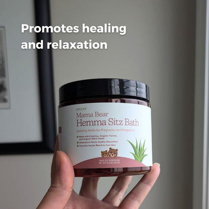 SPRIGS Mama Bear Hemma Sitz 5 Oz | Natural Soak for ‘Hemmies’ & Prenatal & Postpartum Recovery | Herbal Bath with Sea Salt, Organic Aloe Vera, Witch Hazel, Yarrow & Calendula | Support for After Birth