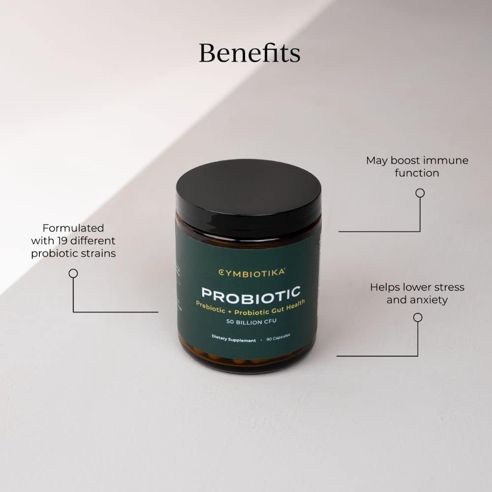 CYMBIOTIKA Probiotic + Prebiotic, 60 Billion CFU, 19 Strains for Gut