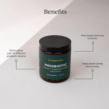 CYMBIOTIKA Probiotic + Prebiotic, 60 Billion CFU, 19 Strains for Gut