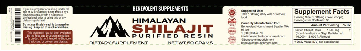 Pure Himalayan Shilajit Resin Supplement | 1500mg + 40% Fulvic Acid (Maximum Potency)