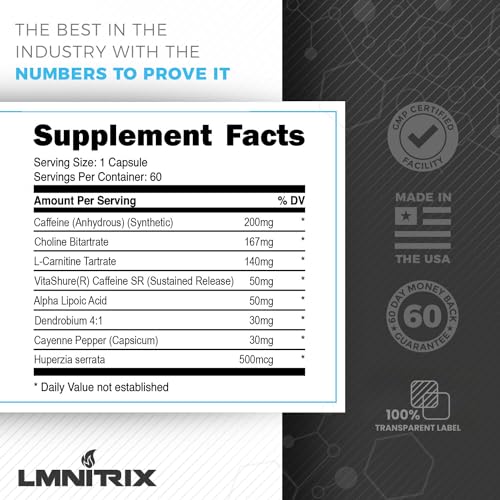 LMNITRIX Burnz ✮ Thermogenic Pills for Men & Women ✮ Energy Supplement ✮ 60 Capsules