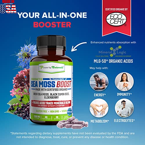 Power By Naturals Sea Moss Advanced with Black Seed Oil & Elderberry Capsules