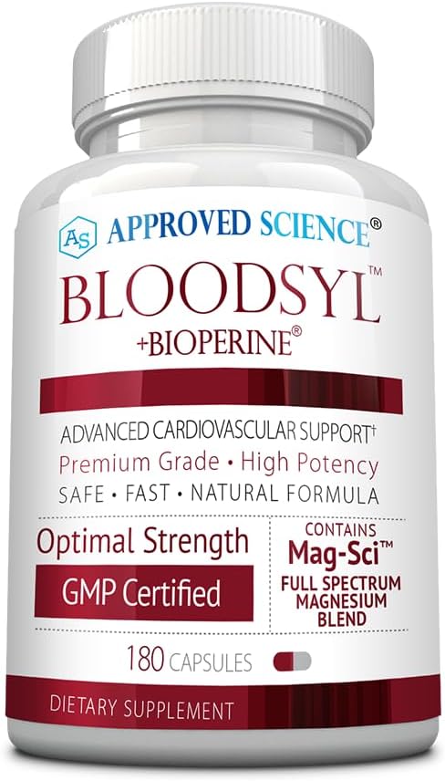 Approved Science Bloodsyl - Blood Pressure Support Supplement - Supports BP Levels Already Within Normal Range - Hawthorn Berry, Garlic, Magnesium and Hibiscus Pills - Vegan - 180 Capsules, 3 Months
