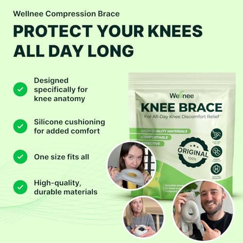 Wellnee Knee Support & Pain Relief Bundle – Herbal Knee Patch + Compression Knee Brace with Silicone Padding – Natural Joint Comfort, Stability & Recovery Support for Daily Use, Sports & Walking