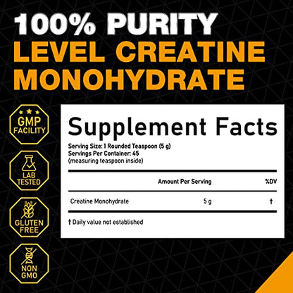 Rep N Roll Micronized Creatine Powder, 45 Serv., Creatine Monohydrate 5000 MG