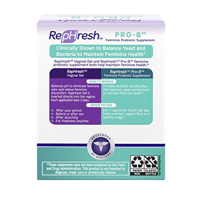 NEW RepHresh Pro-B Feminine Probiotic Supplement Non- Dairy Formula/Vegetarian Capsule, 28ct