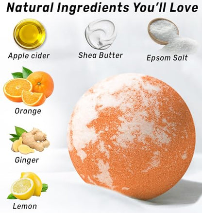 Natural Detox Fizzing Bubble Bath Bombs Apple Cider Ginger & Lemon Essential Oils Cleanse