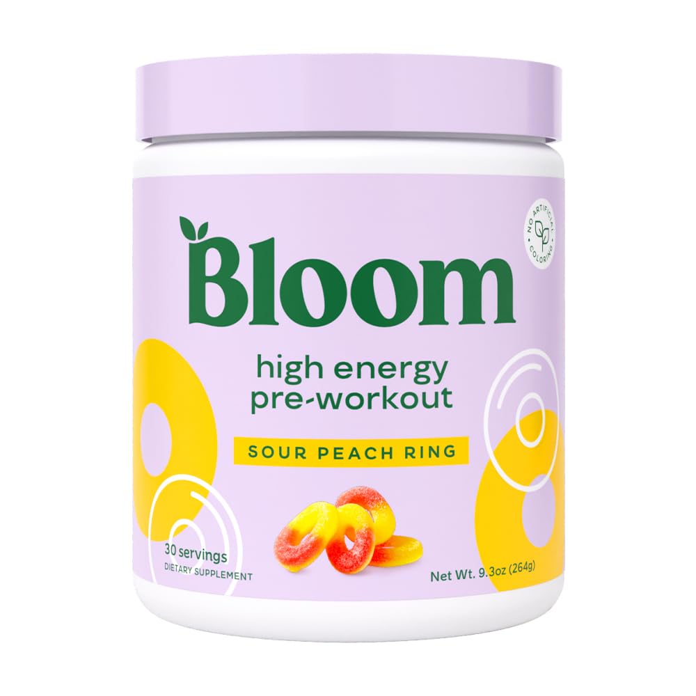 Bloom Nutrition Pre Workout Powder, Raspberry Lemonade, 30 Servings | Beta Alanine, Ginseng and L Tyrosine for Amino Energy, Natural Caffeine from Green Tea Extract, Keto, Sugar Free Drink Mix