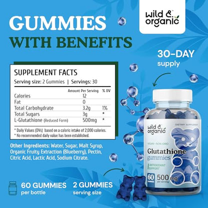 Wild & Organic Glutathione Gummies - Reduced Glutathione for Liver Cleanse