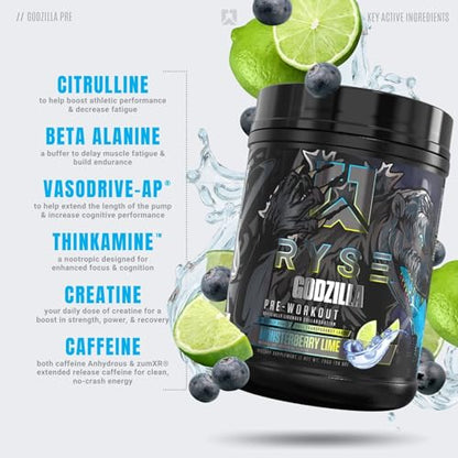 Ryse Noel Deyzel x Godzilla Pre Workout | Intense Pumps, Energy, & Focus | Citrulline & Beta