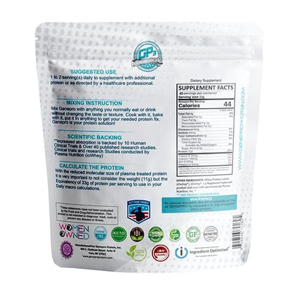 Genepro Unflavored Protein Powder - New Formula - Lactose-Free, Gluten-Free