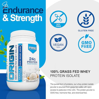 Pure Label Nutrition 100% Grass Fed Protein Isolate-Vanilla, Keto, Low Carb-2lbs