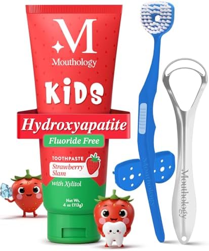 Mouthology Kid's Strawberry Toothpaste and Tongue Brush Combo Pack