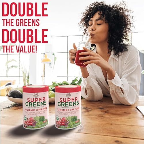 COUNTRY FARMS Super Greens Berry Flavor, 50 Organic Foods, USDA Drink Mix